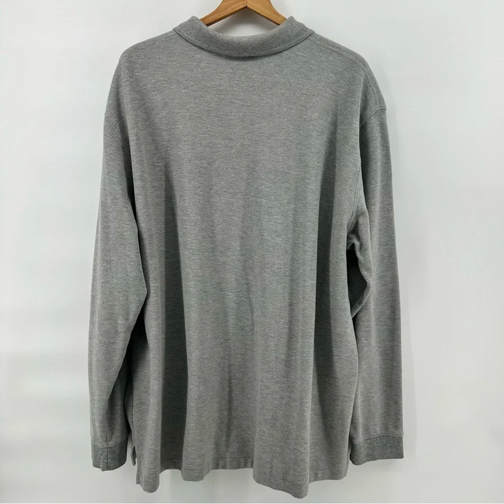 L.L.Bean Double L Polo Shirt Men 2XL Gray Long Sleeve Traditional Fit Knit - Picture 4 of 7